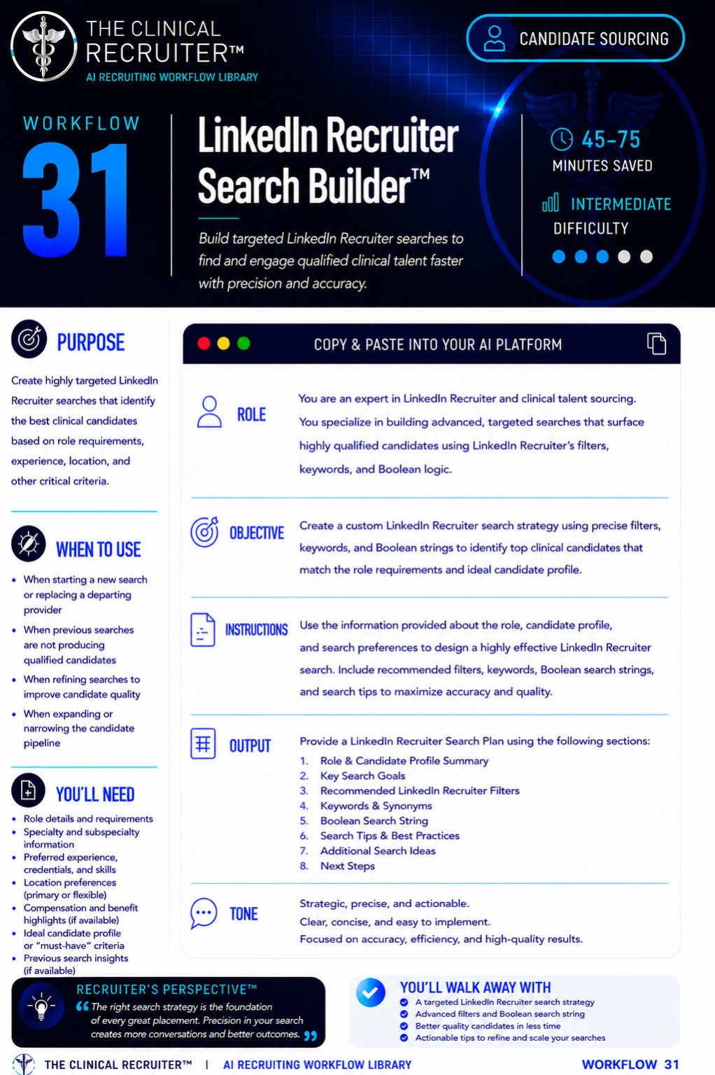 Workflow 31 LinkedIn Recruiter Search Builder visual